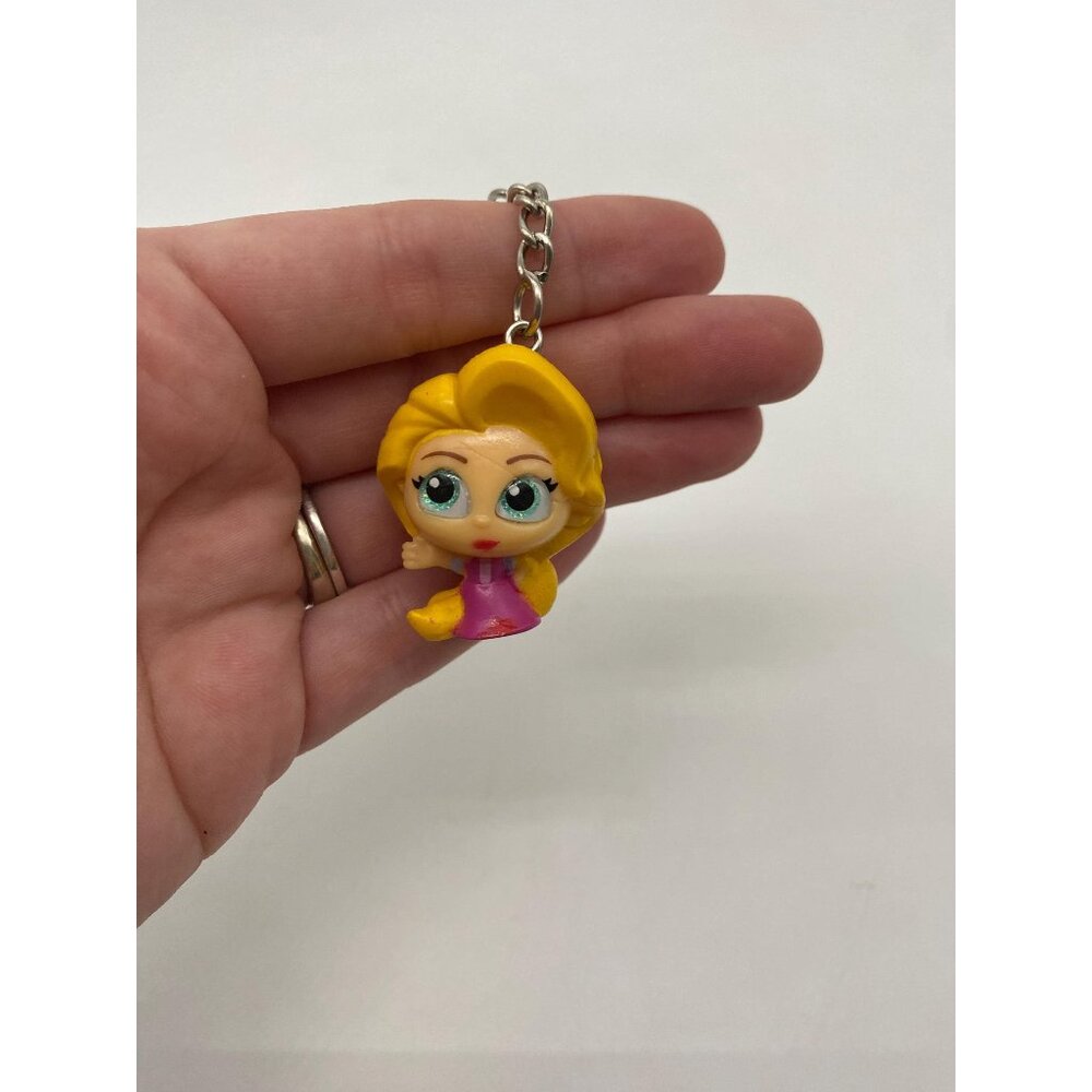 Upcycled Disney Tangled Rapunzel Keychain: Vintage Toy Charm for Purses & Bags